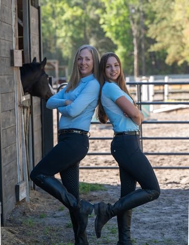 High Waist Horse Riding Pants - Full Seat Breeches with Pockets - Black, Medium