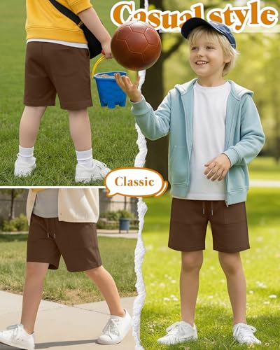 Boy's Athletic Baggy Shorts - Brown, 12-13 Years