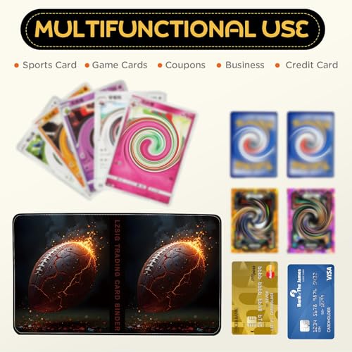 LZSIG 9-Pockets Football Card Binder Red - Holds 1008 Cards with 56 Removable Sleeves, 3-Ring Zipper Sports Album