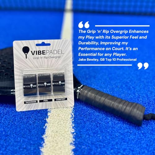 Padel Grip Tape - Tacky Feel Overgrip for Rackets - Black - 3 Pack