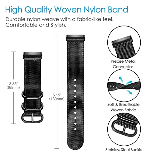 Soft Nylon Sport Band for Fitbit Versa 4/3 & Sense 2 - Black