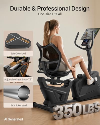 Recumbent Exercise Bike - Magnetic Stationary Bike for Home - Black