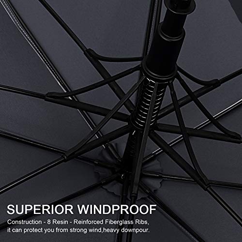 68 Inch UV Protection Golf Umbrella - Auto Open, Windproof, Black/Silver