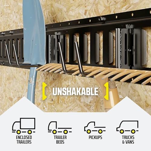 DC Cargo Mall E Track Tool Hooks 6.5¡± Deep (2 Pack) ? Heavy Duty Black Powder-Coated Steel Hangers for Garage, Truck, Trailer, or Workshop ? E Track Hook Storage for Tools and Ladder