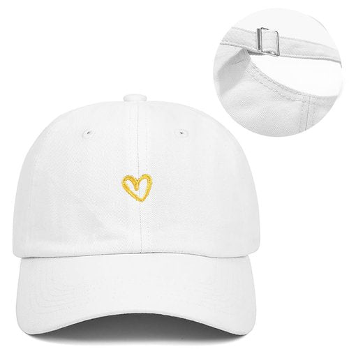 Malaxlx Love Heart White Baseball Cap for Women Adjustable Outdoor Sun Protection Sports Hat Valentine's Day Plain Cap
