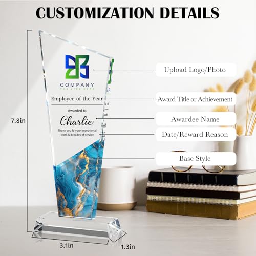 Custom Half Color Crystal Trophy Award - Personalized Employee Gifts