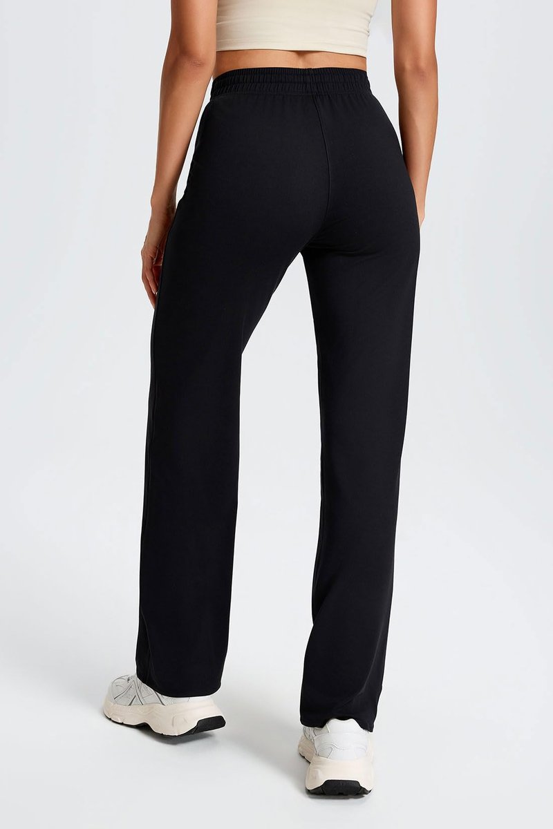 Yogipace Petite Women's Ultra-Soft Lightweight Stretch Straight Leg Yoga Pants with Pockets Travel Casual Pants,27",Black,Size XL