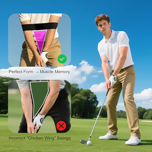 2 Pack Golf Swing Training Aid - Adjustable Arm Sync Band for Mechanics