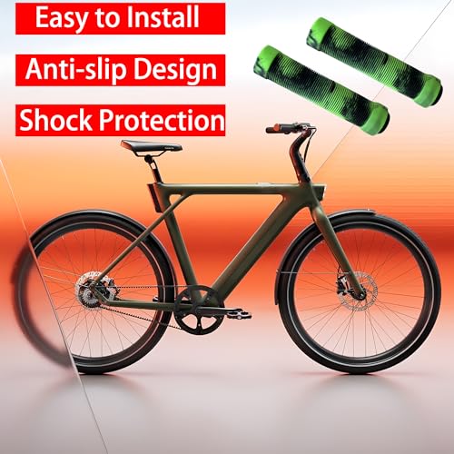 Non-Slip Rubber Bike Handlebar Grips - Green, Soft Cycling Covers