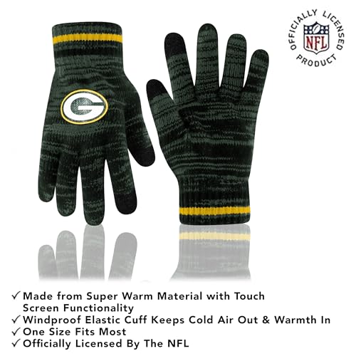 Green Bay Packers Youth Knit Winter Beanie & Touch Screen Gloves