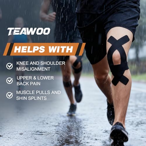 Kinesiology Tape - 2 Rolls (2in x 16.4Ft) - Waterproof, Hypoallergenic Athletic Tape for Muscle Support - Beige & Black