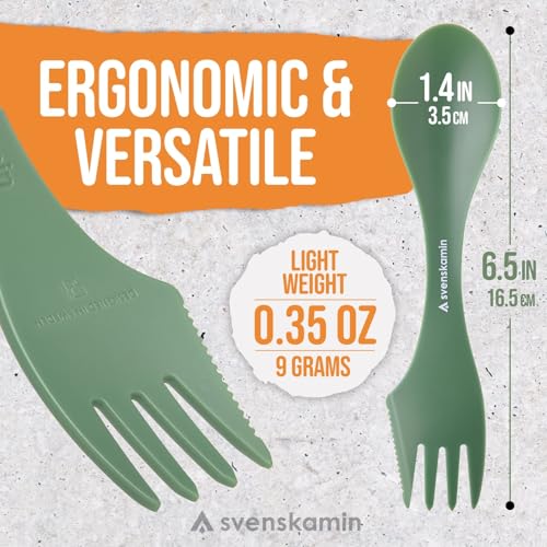 Reusable Camping Spork Set 2-Pack - 3-in-1 Travel Sporks, Lightweight