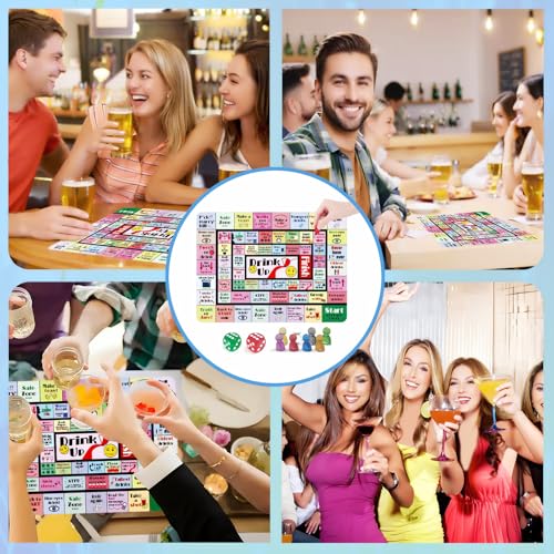 Drinking Board Game for Adults - Funny Party Game with Rubber Mat, Multicolor - 2-8 Players
