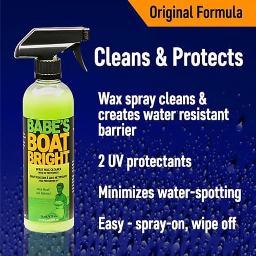 Babe’s Boat Bright Marine Cleaner & UV Protectant 128 Fl Oz – Water Repellent Gelcoat & Surface Shine
