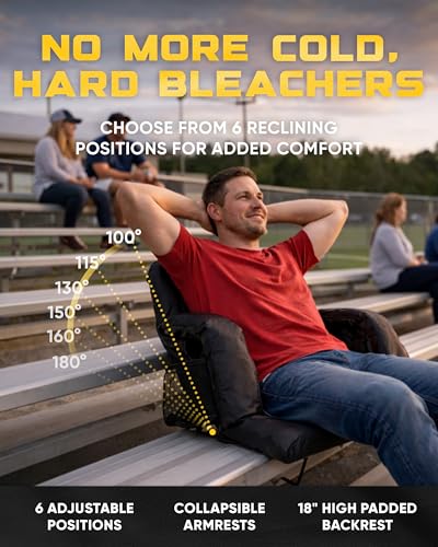 Stadium Seat for Bleachers - 3" Foam Cushion, 2 Cup Holders, 23" Wide - 2 Pack