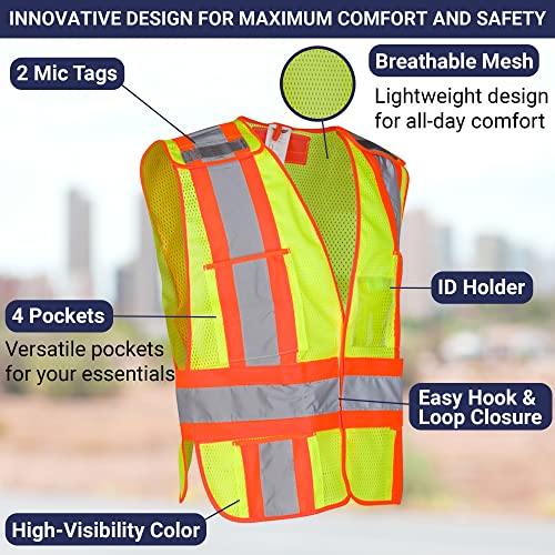 Dasher Products High Visibility Safety Vest, ANSI Class 2 Breakaway Vest with 5 Pockets, Hi Vis 3 Pack