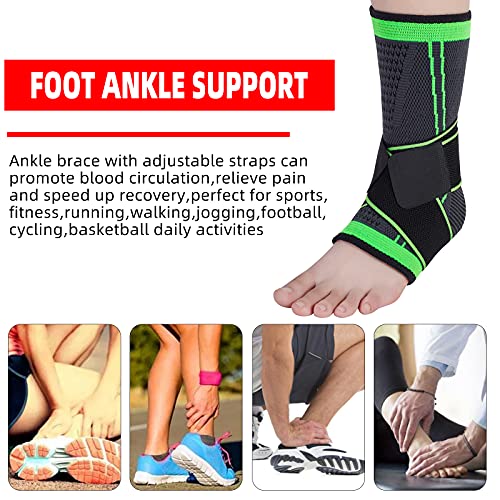 Ankle Support Brace - Elastic Compression Sleeve with Adjustable Wrap