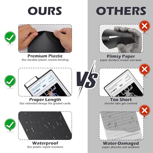 100 Plastic Trading Card Dividers with Labels - 3.3 x 5.8 Inch