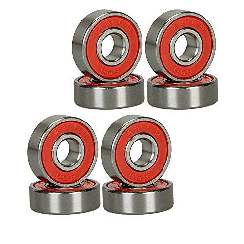 High Speed Skateboard Longboard Bearings - 8 Pack, ABEC-9