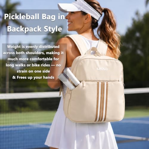 Beige Pickleball Bag with Shoe Compartment & Versatile Carrying Options - 30L