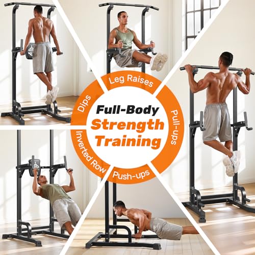 Free Standing Pull Up Bar Power Tower for Home Gym - Black