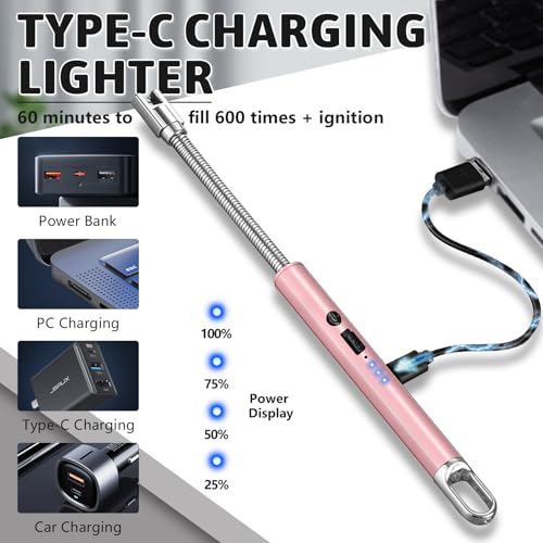 Electric Candle Lighter - 2 Pack Pink Flameless Windproof