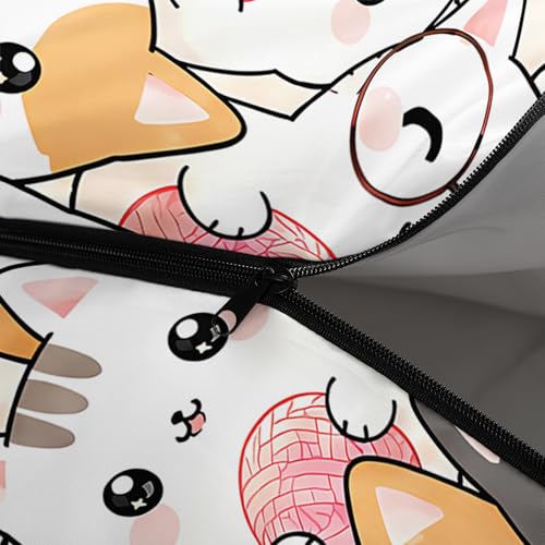 QOOMO Kawaii Cat 3-Season Camping Sleeping Bag, 31x90 in, Waterproof, 3 lb