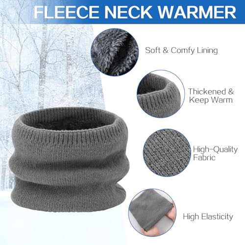 Men's Winter Beanie Hat and Scarf Set - Fleece Earflap Grey