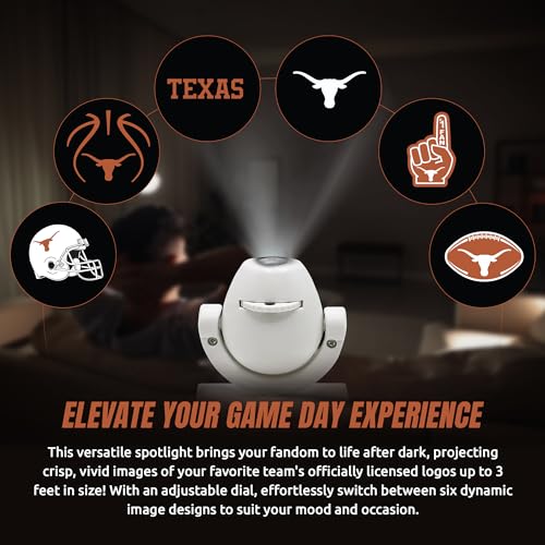 Texas LED Mini Spotlight Projector - 6 Team Logos, Portable & Rechargeable