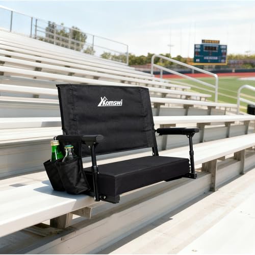 Portable Stadium Seats with Back Support & Cup Holders - Black