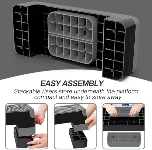 Adjustable Aerobic Step Platform with 4 Risers - Grey