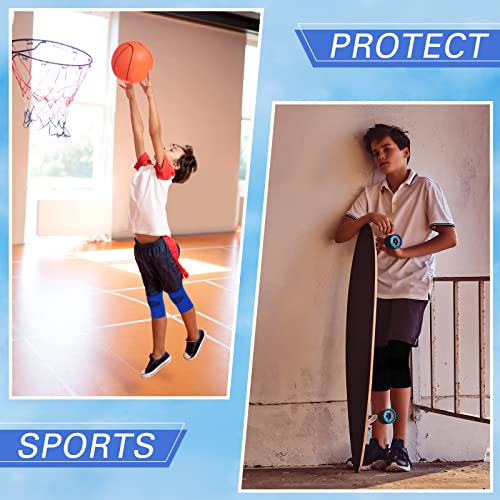 Kids Knee Brace Compression Sleeves - 2 Pairs, Small, Blue & Black
