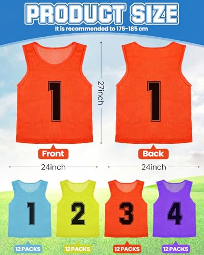48 Pcs Adult Mesh Scrimmage Vests for Soccer & Basketball - XXL