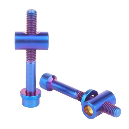 UHDFBDHF 2PCS Titanium M5x40mm Bolt Nut Washer Bicycle SeatPost Fixed Bolt (Burnt Blue)