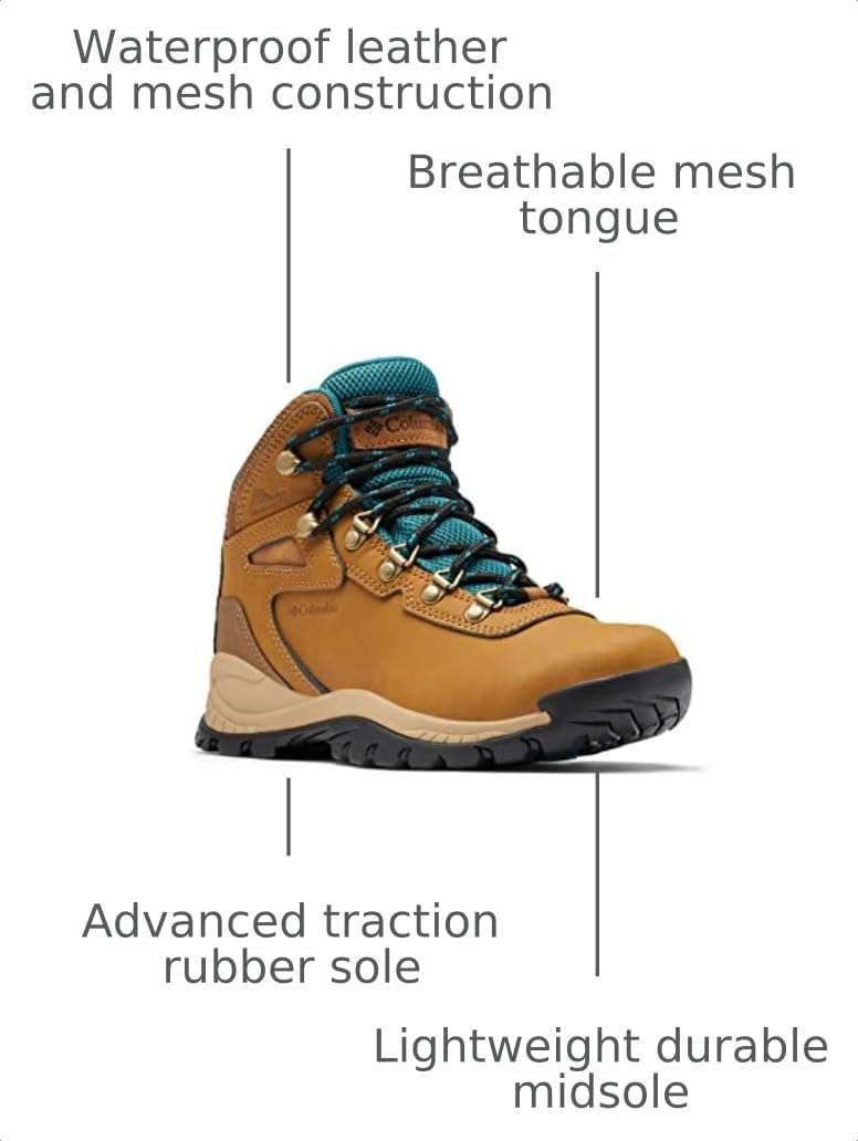 Columbia Womens Newton Ridge Lightweight Waterproof Hiking Boot, Elk/River Blue, 8