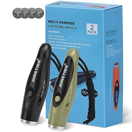 Electric Sports & Emergency Whistle 2 Pack with Lanyard, 3 Tones Loud 120dB