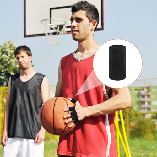 10-Pack Elastic Compression Finger Sleeves - Black Sport Support Braces