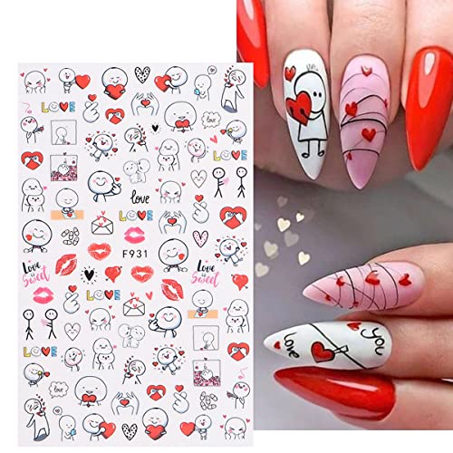 8 Sheets Valentine's Day Nail Art Stickers - Colorful Designs