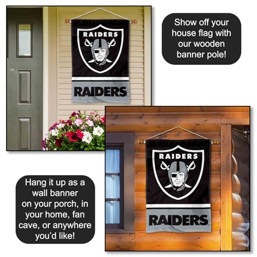Las Vegas Raiders Double-Sided Outdoor House Flag - 28 x 40 inches, Team Logo Banner