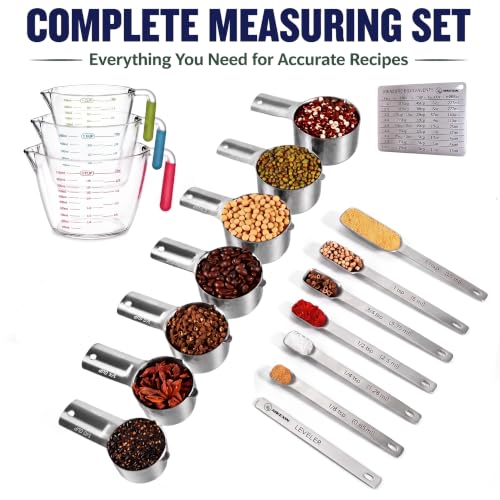AIKEXIN 20-Piece Stainless Steel Measuring Cups & Spoons Set for Baking & Cooking