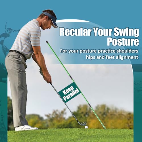 Premium Golf Alignment Sticks - 48 Inch Fluorescent Green Training Aid, 2 Pack