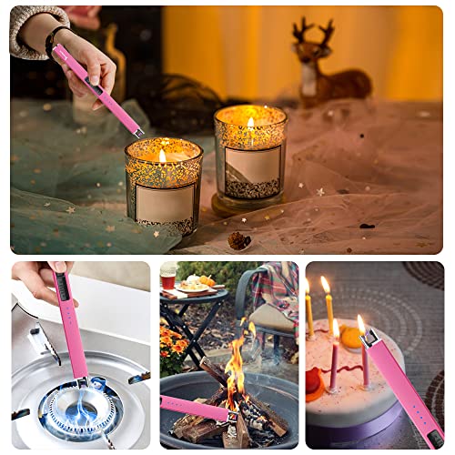Rechargeable Electric Candle Lighter - Pink, Windproof & Flameless