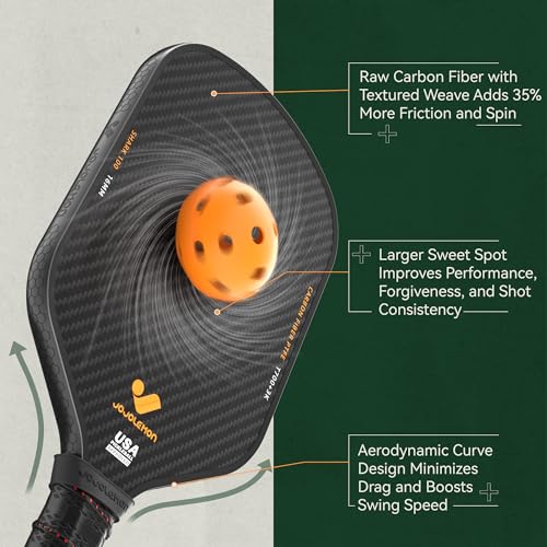 Carbon Fiber Pickleball Paddle with 16mm Polymer Core - Black