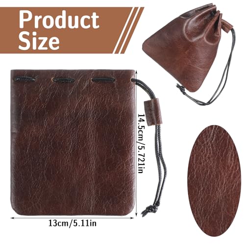 Large Leather Drawstring Pouch - Waterproof Cowhide Organizer