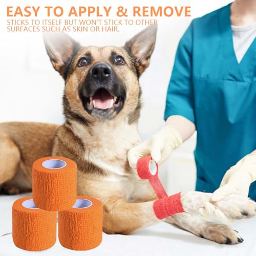 KISEER 15 Pack 2 Inch x 5 Yards Self-Adhesive Cohesive Bandage Wrap, Orange