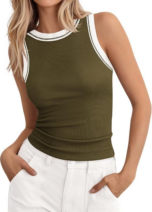 BTFBM High Neck Tank Top - Sleeveless Ribbed Y2K Style for Women | Perfect Spring & Summer Outfit