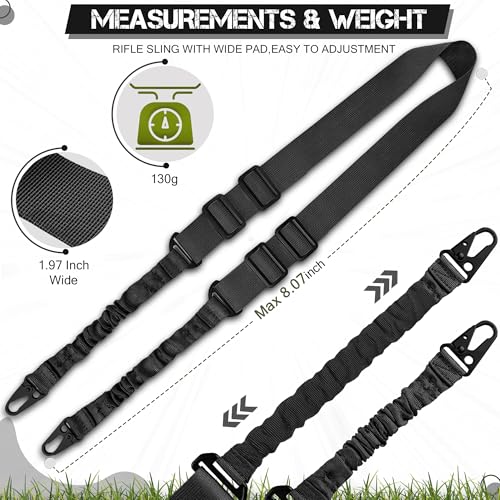 Adjustable Two Point Sling - Durable Nylon Rope for Rifle - Black
