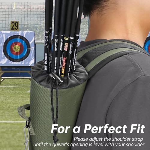 Archery Arrow Quiver with Shoulder Belt - Green