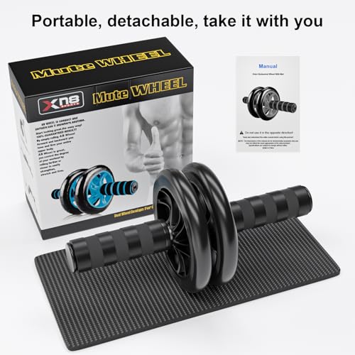 Dual-Wheel Ab Roller with Knee Pad - Portable Core Trainer