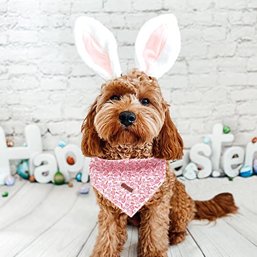 Easter Bunny Dog Bandana - Soft Cotton Pet Scarf for Small Dogs - Pink